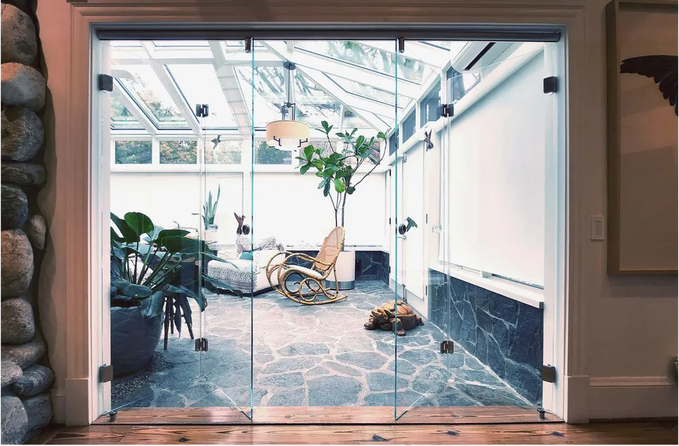 Andrea Series Frameless Bi-Folding Sliding Door